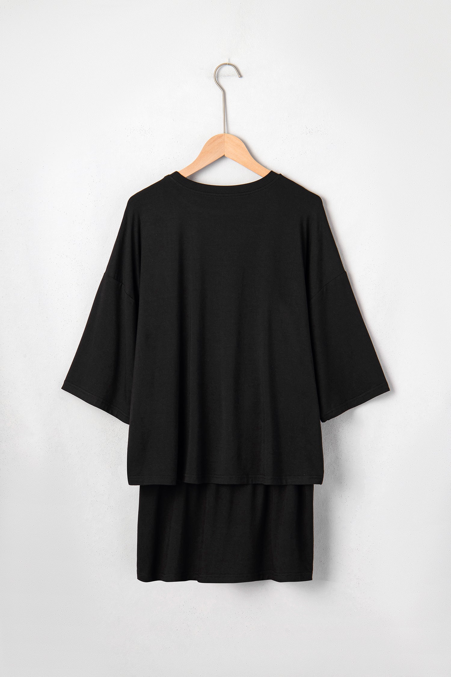 Oversized Tee & Tie Wrap Mini Skort 2pcs Set | Black & Laurel Green