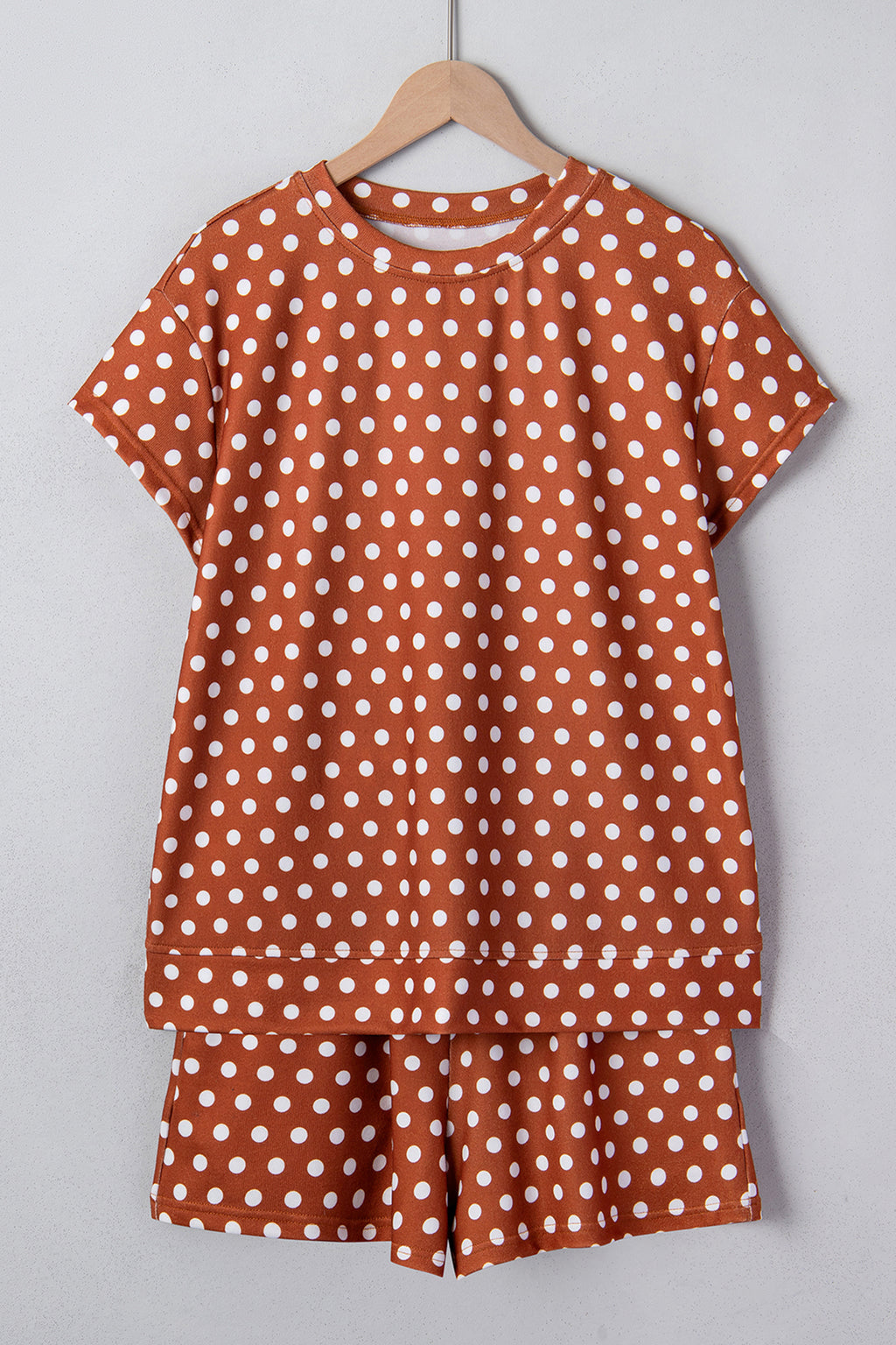 Women's Polka Dot Print Short Sleeve Top & Shorts Co-ord Set S-2XL at LivelyLooks