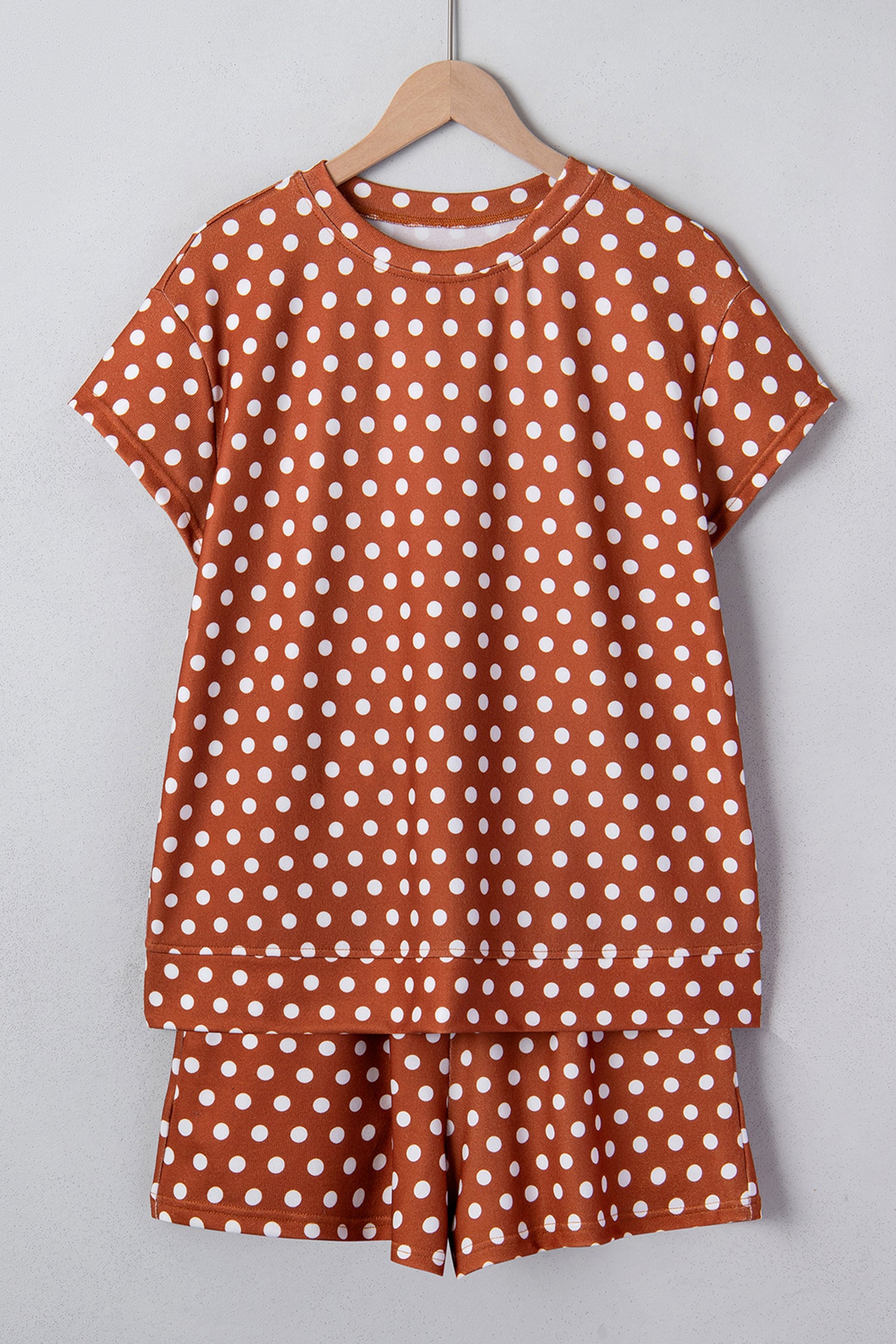 Women's Polka Dot Print Short Sleeve Top & Shorts Co-ord Set S-2XL at LivelyLooks