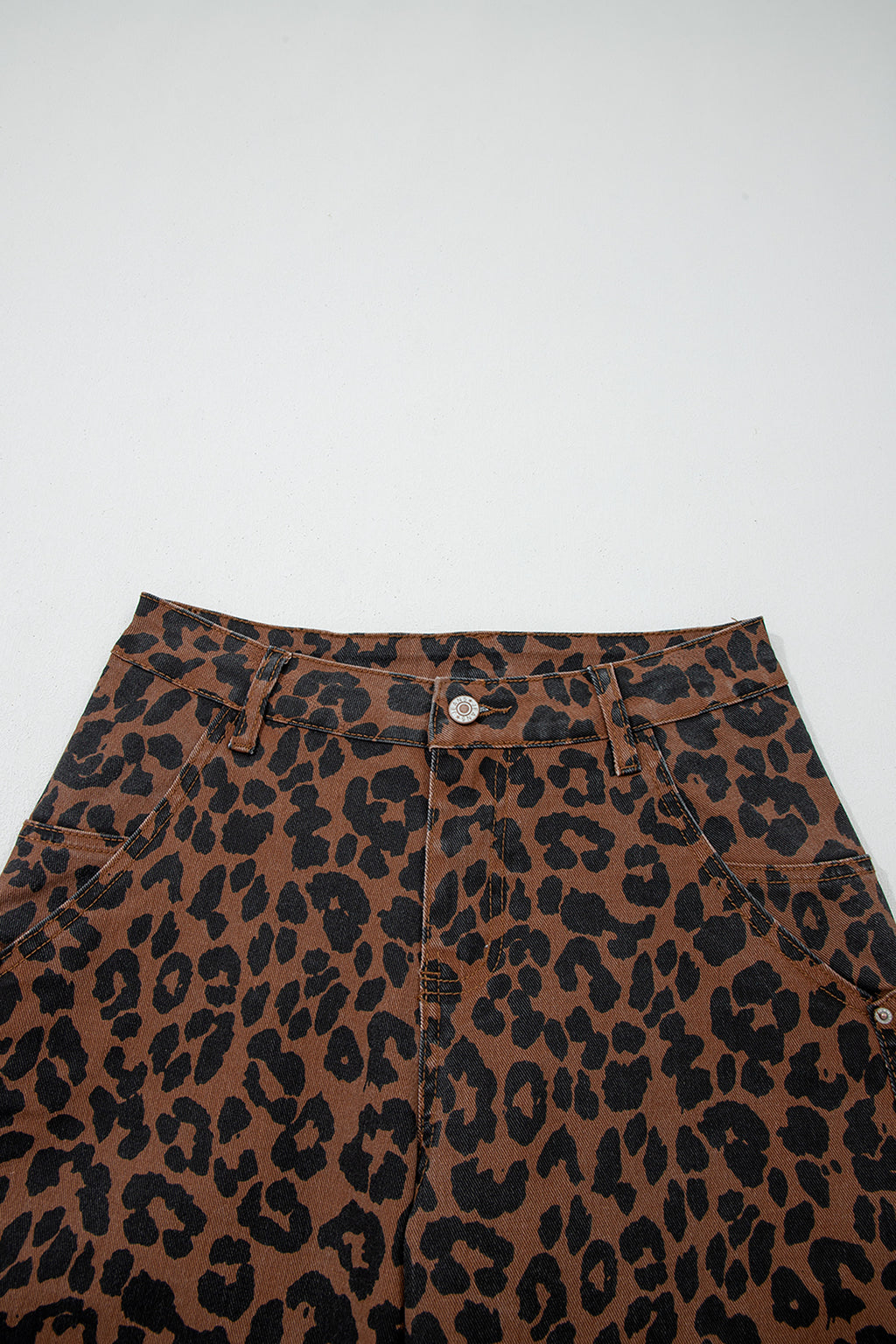 Shop Brown Leopard Print Seam Detail Patchwork Barrel Jeans UK 8-20 at LivelyLooks
