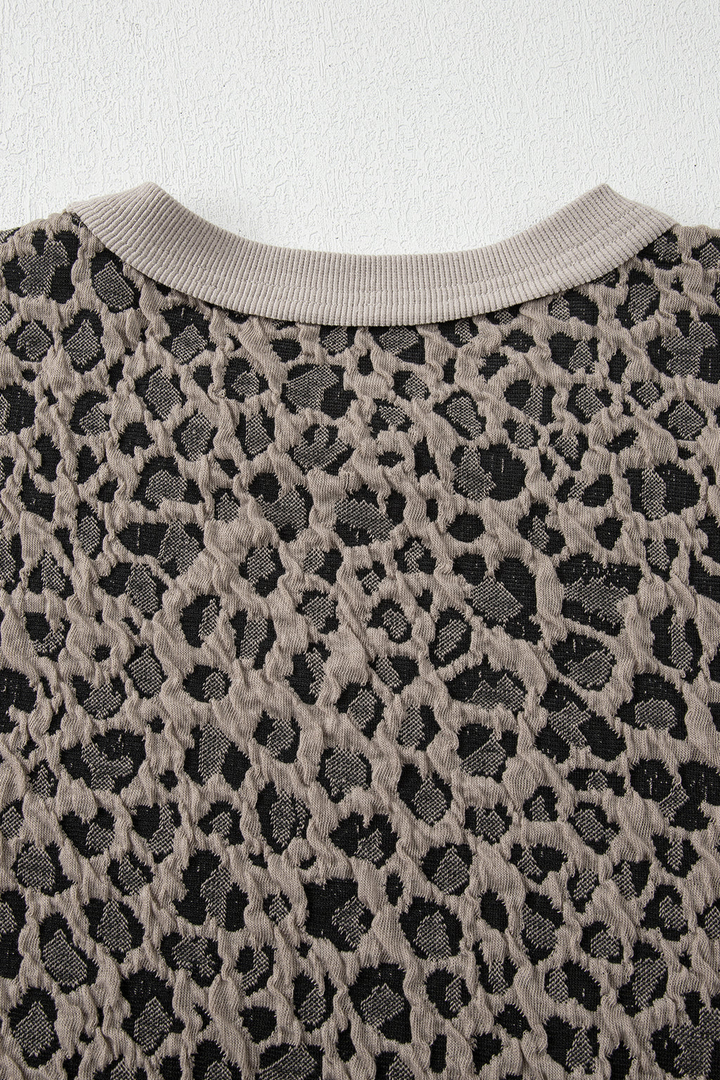 Khaki Jacquard Leopard Half Sleeve Jumper & Wide Leg Pant Set | UK 8–22