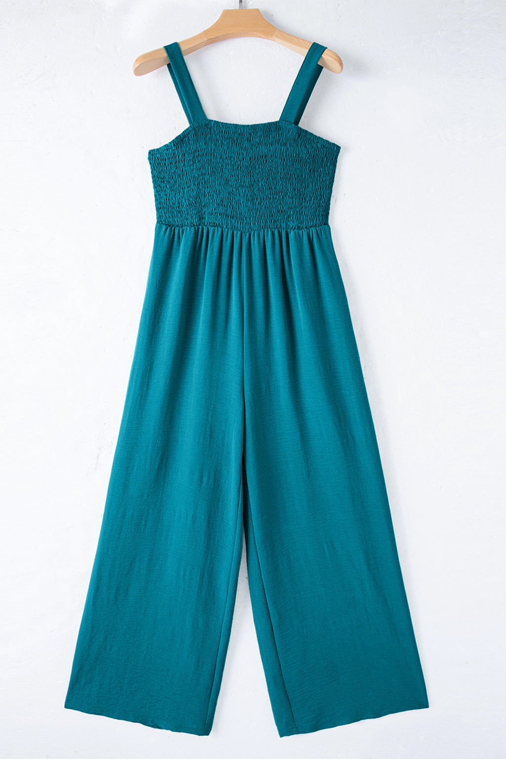 Shop Smocked Square Neck Sleeveless Jumpsuit with Pockets at LivelyLooks
