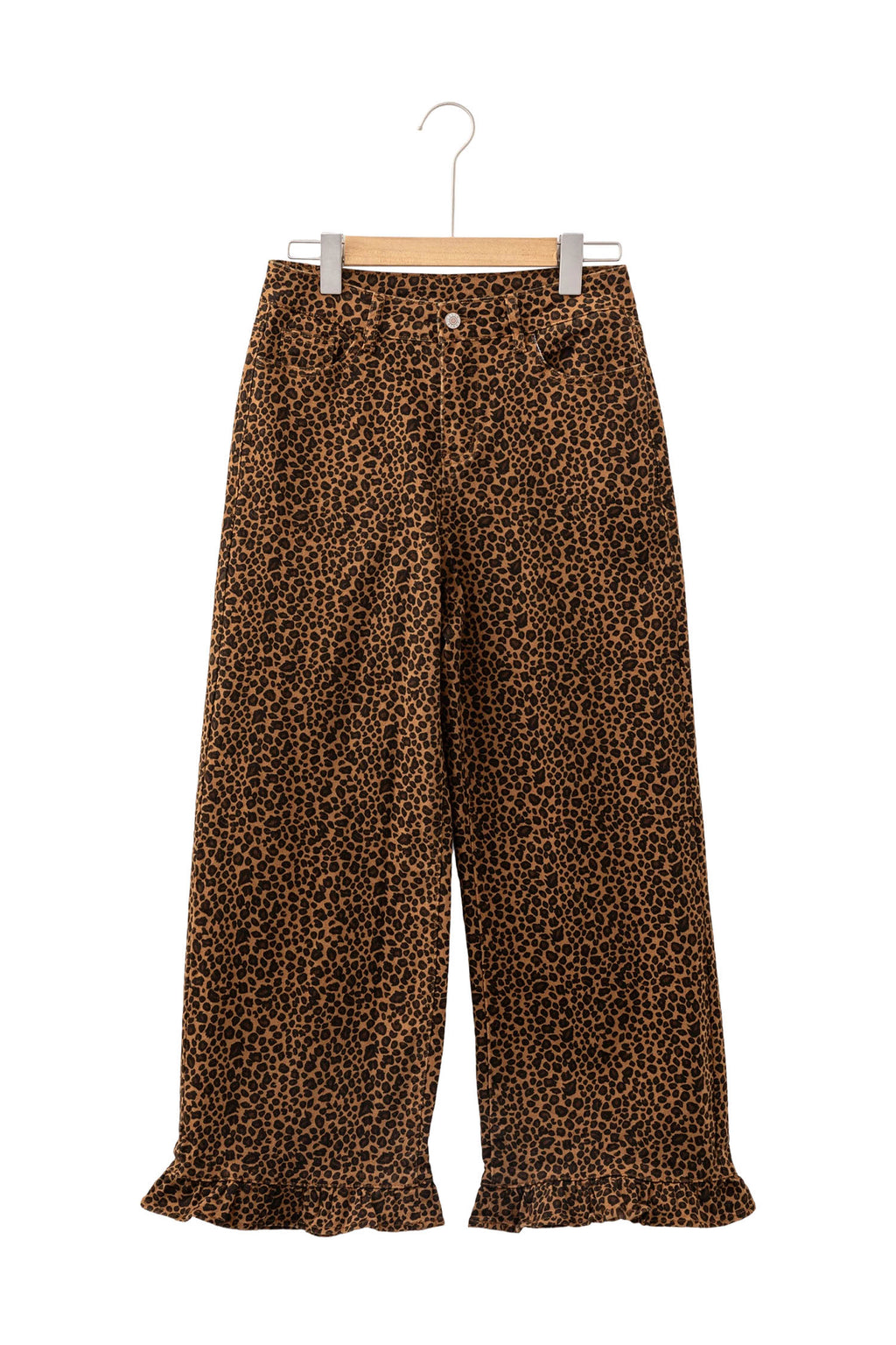 Brown Leopard Print Ruffled Hem Shift Jeans | UK 8–18