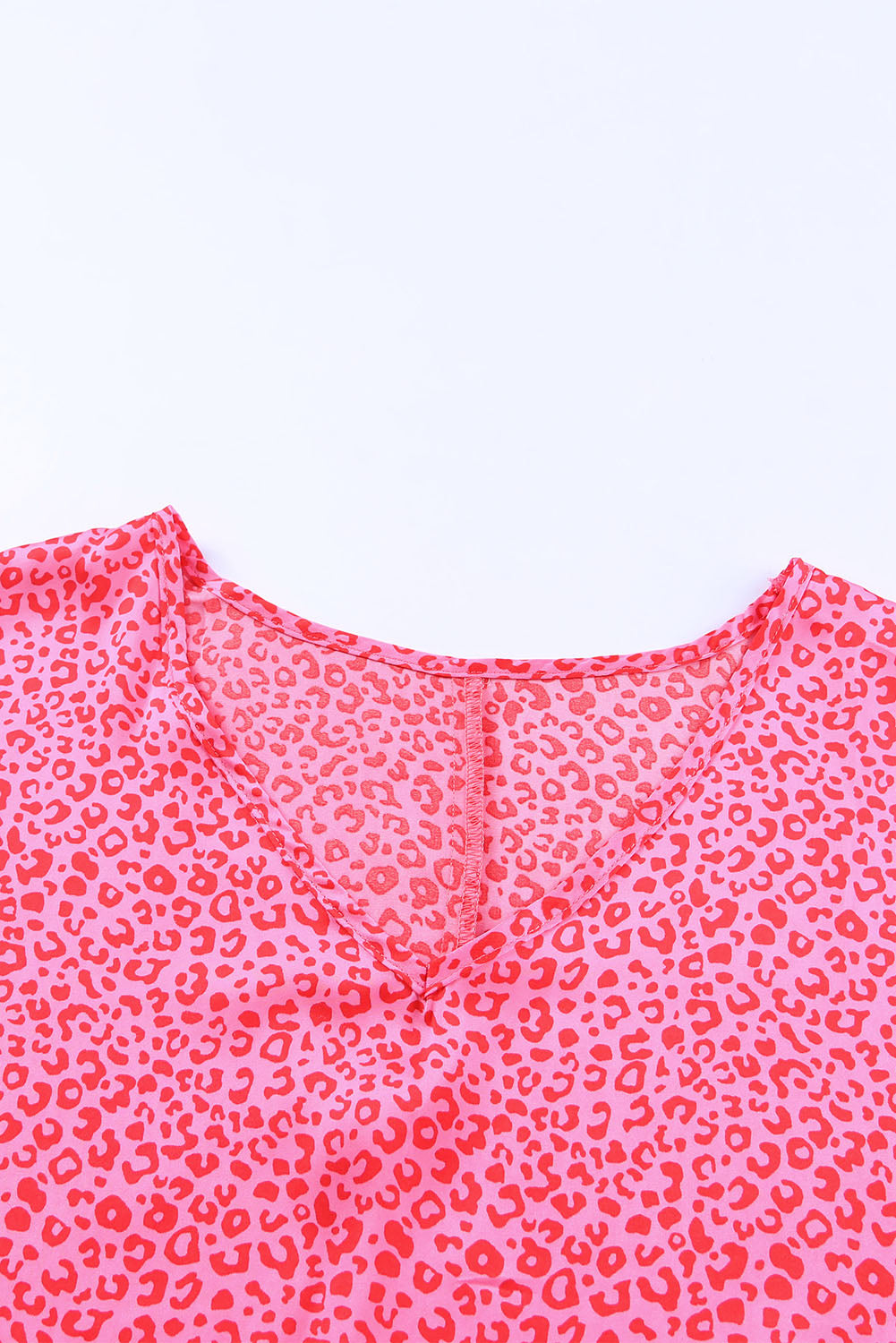 Shop Women's Leopard Print Oversized V-Neck Half Sleeve Top Blouse Pink Rose at LivelyLooks