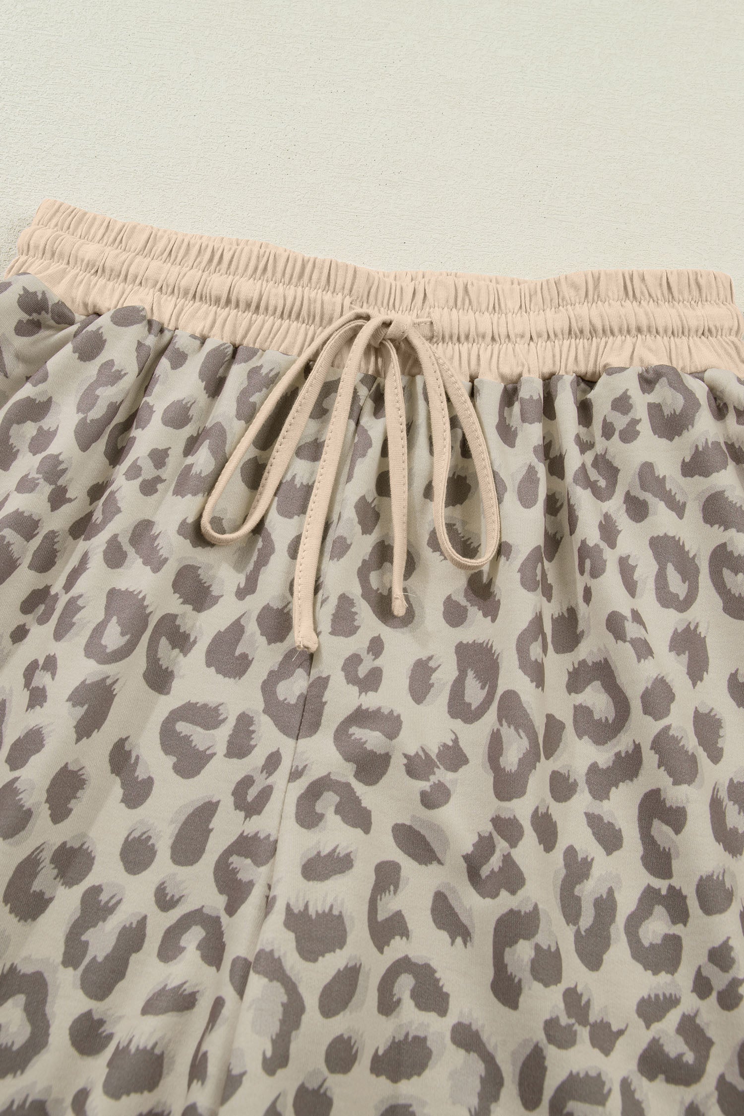 Leopard Print V-Neck Collar 2pcs Short Set | Rose, Khaki & Brown