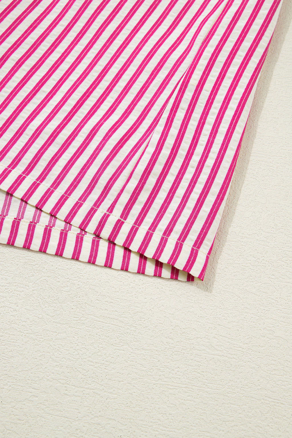 Women's Rose Stripe Shirred Yoke Ruffled Short Sleeve Blouse at LivelyLooks