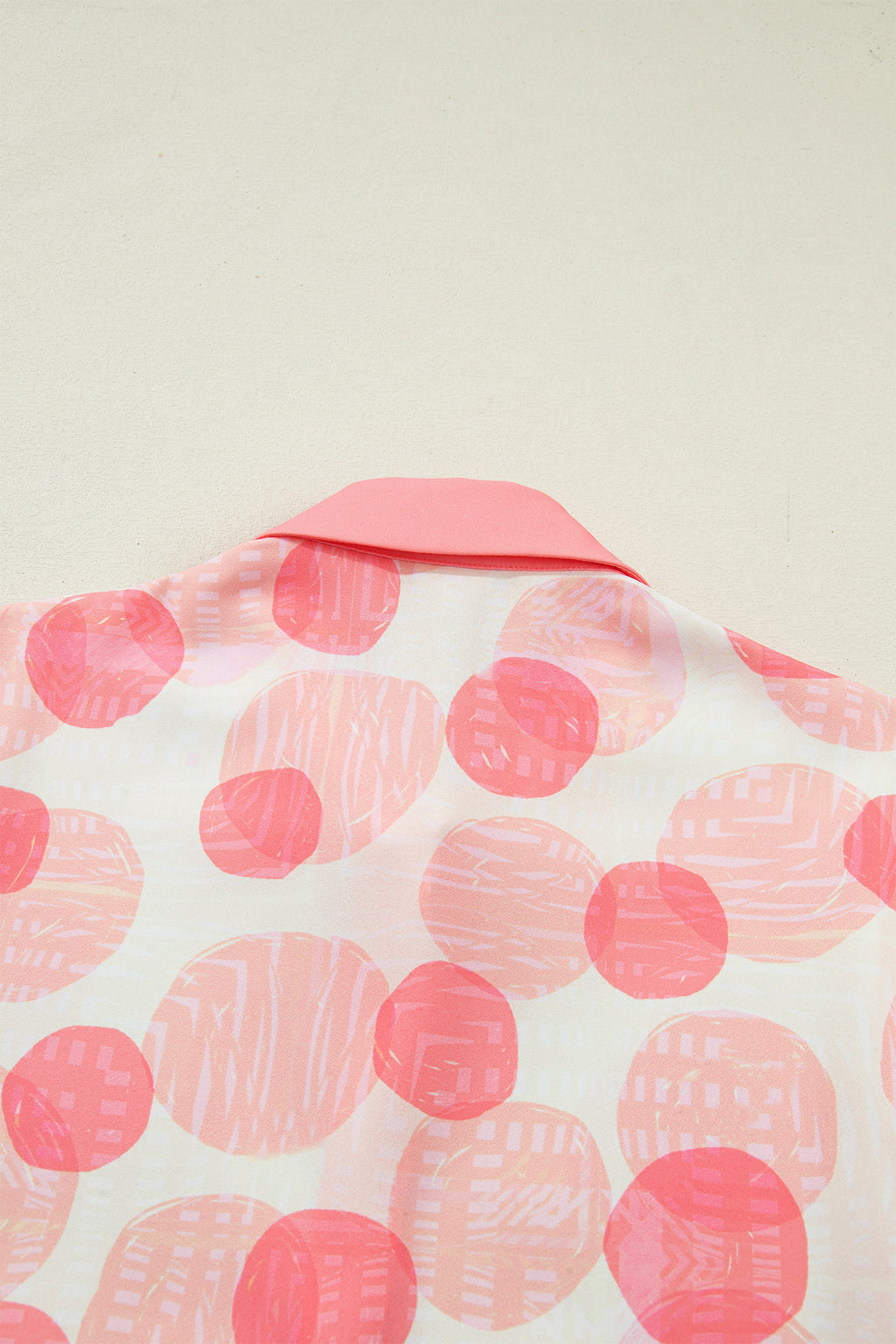 Shop Pink Polka Dot Babydoll Shirt Ruffle Trim Short Sleeve S-XL at LivelyLooks