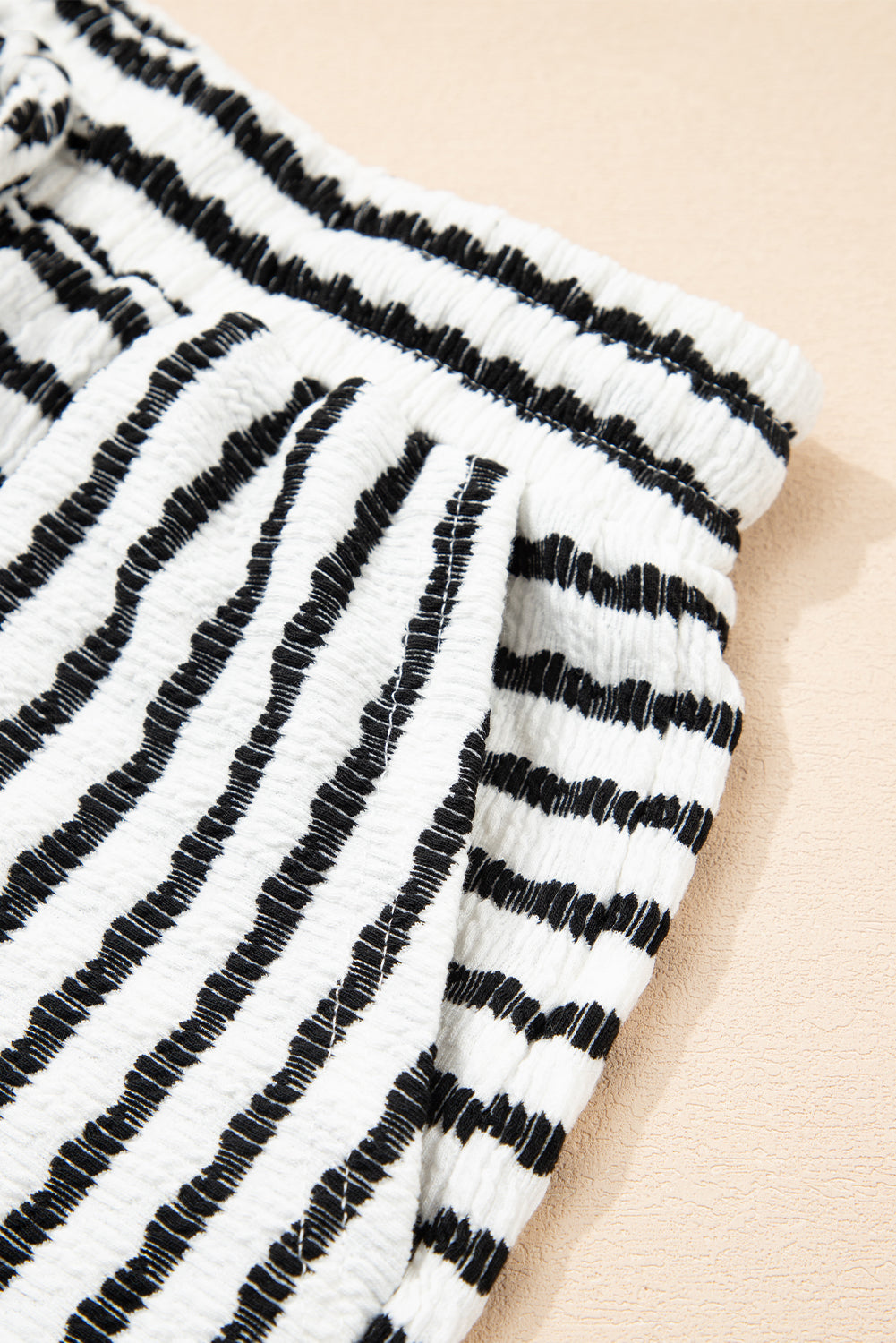 Shop Stripe Knitted Short Sleeve Top & Drawstring Shorts Co-ord S-3XL at LivelyLooks
