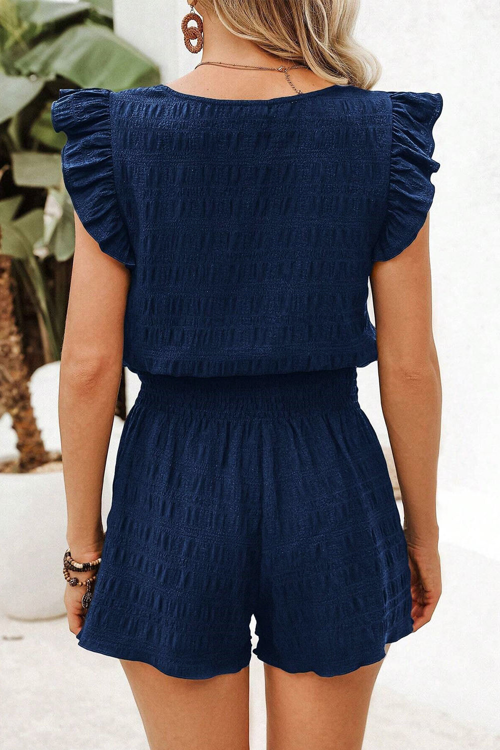 Textured Square Neck Top & Shirred High Waist Shorts Set | 5 Colours | UK 8–22