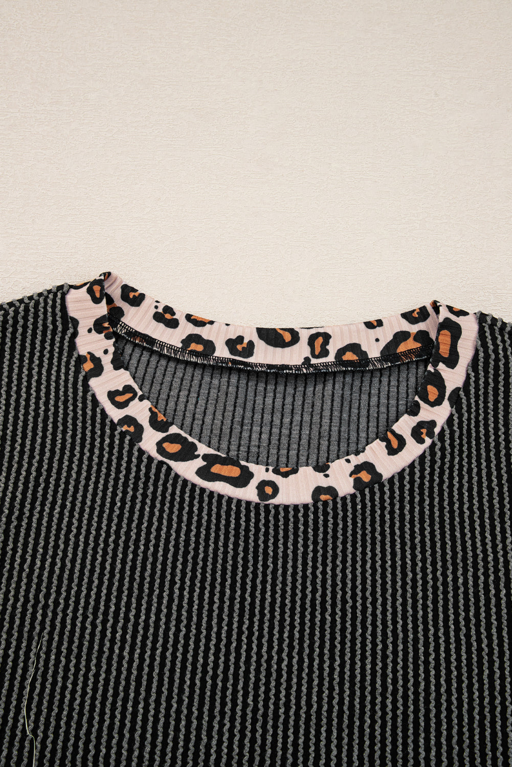 Carbon Grey Twisted Rib Leopard Patchwork Top & Pant Set | UK 8–22