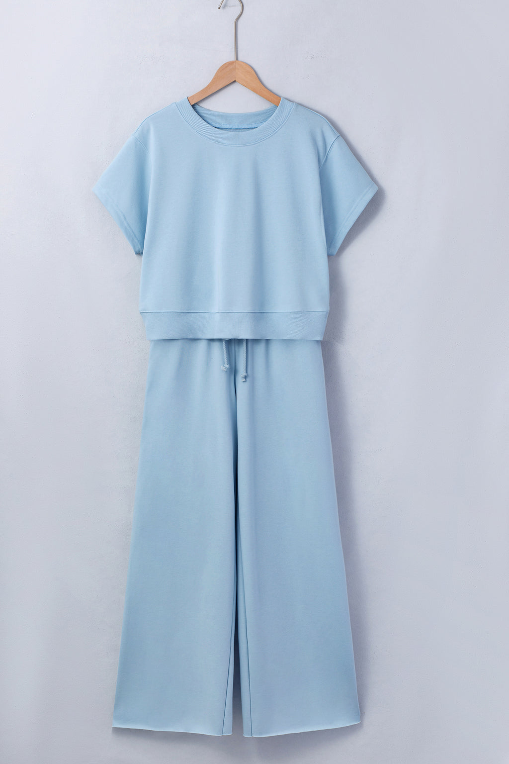 Solid Loose Tee & Drawstring Wide Leg Pants Co-ord Set | 4 Colours | UK 8–22