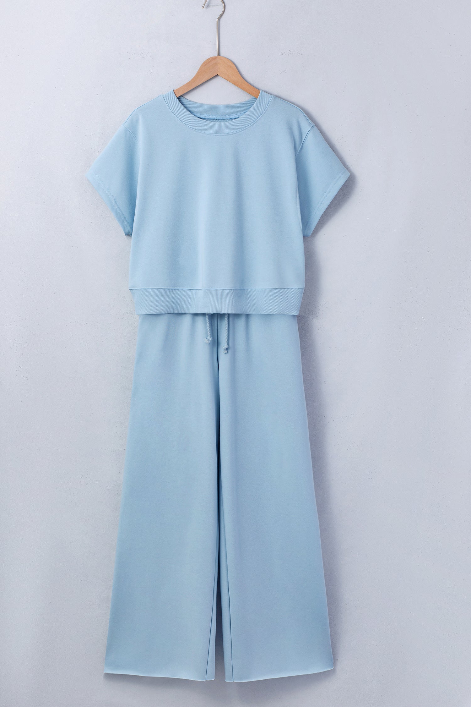 Solid Loose Tee & Drawstring Wide Leg Pants Co-ord Set | 4 Colours | UK 8–22
