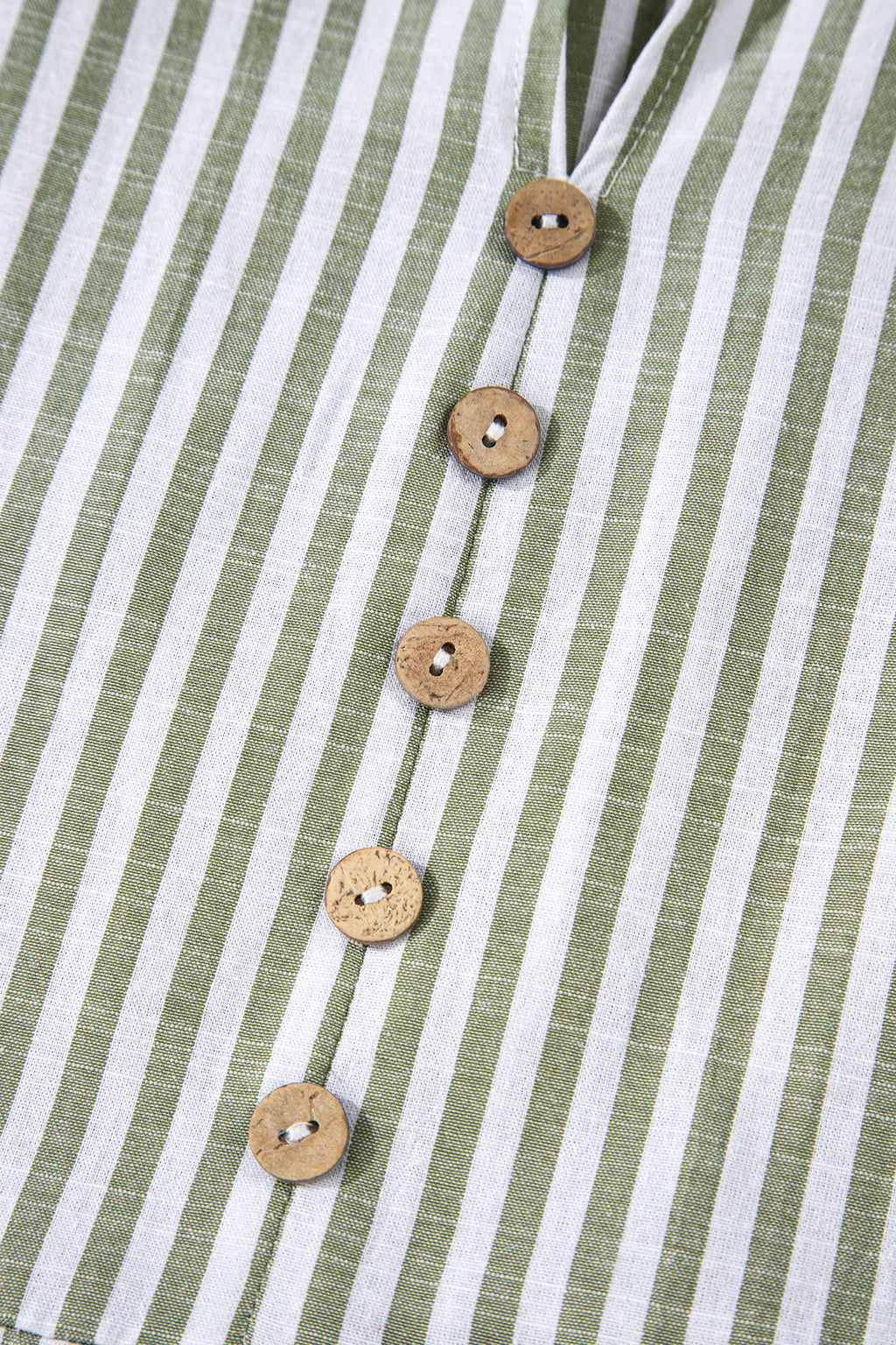 Green Stripe Tiered Dress Tasseled Tie Neck Ruffled Short Sleeve Women S-XL