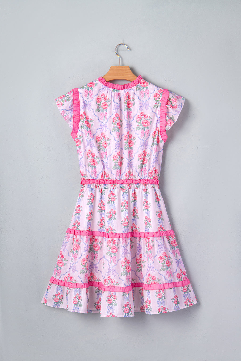 Purple Tiered Ruffle Sleeveless Summer Floral Mini Dress S-XL