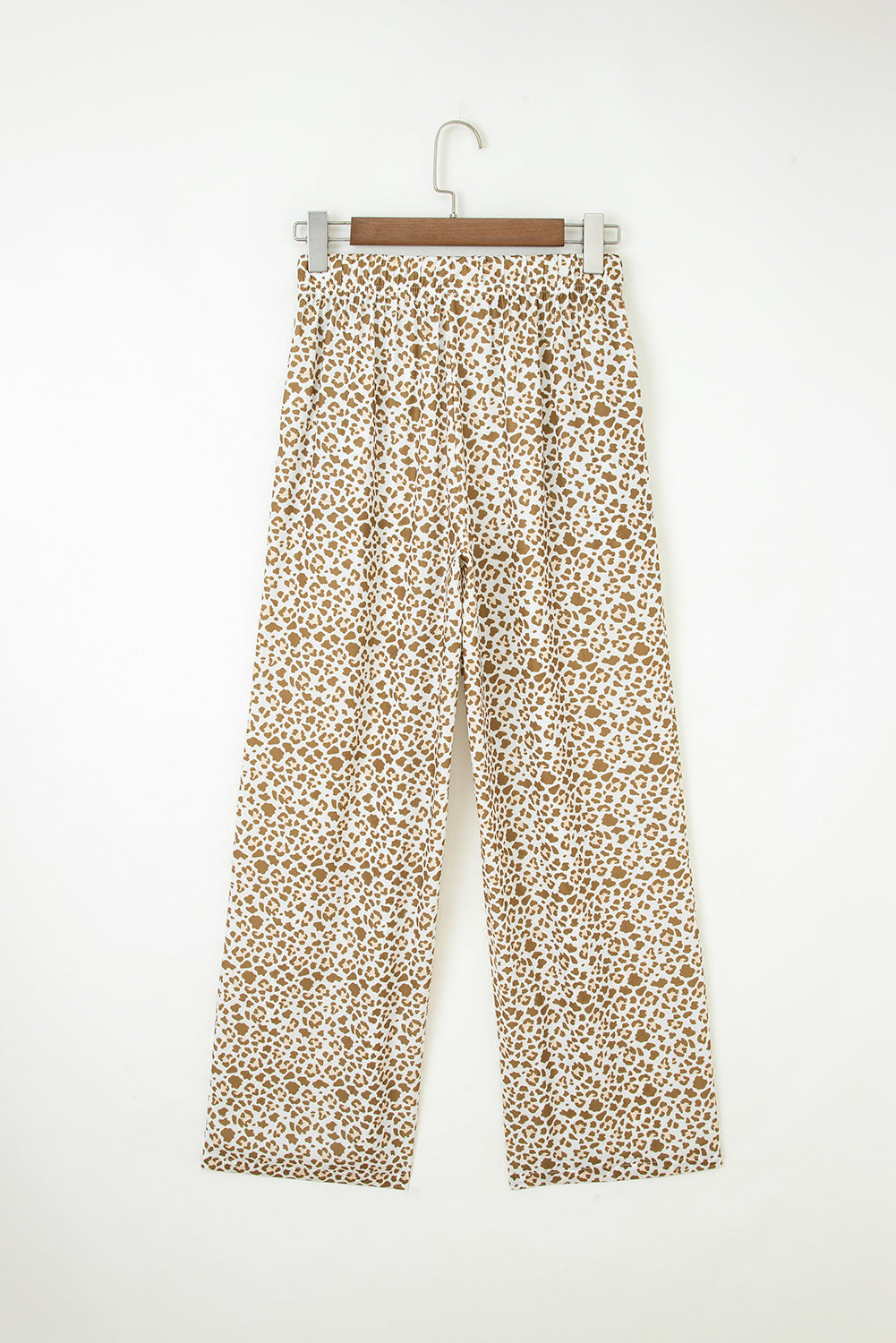 Leopard Print Drawstring Elastic Waist Loose Trousers | Brown & Khaki