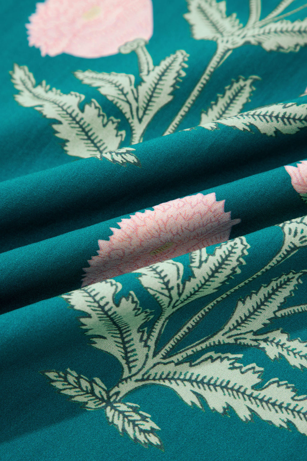 Wild Flower Print Blouse V Neck 3/4 Sleeve Green Pink Sky Blue Women S-XL