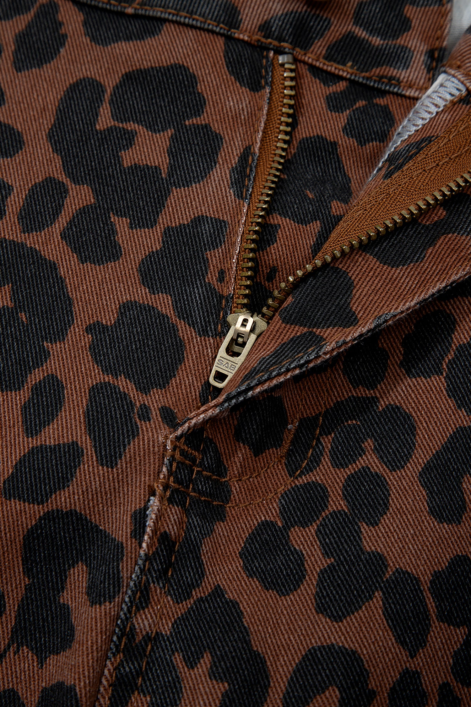 Shop Brown Leopard Print Seam Detail Patchwork Barrel Jeans UK 8-20 at LivelyLooks