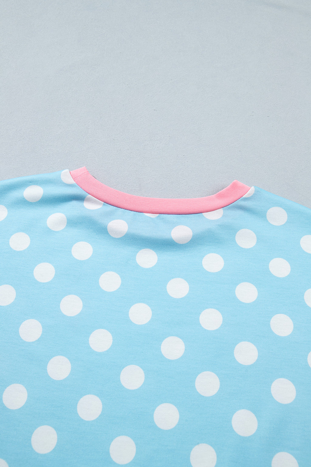 Polka Dot Contrast Edge Casual Short Set Pink Sky Blue Women S-XL