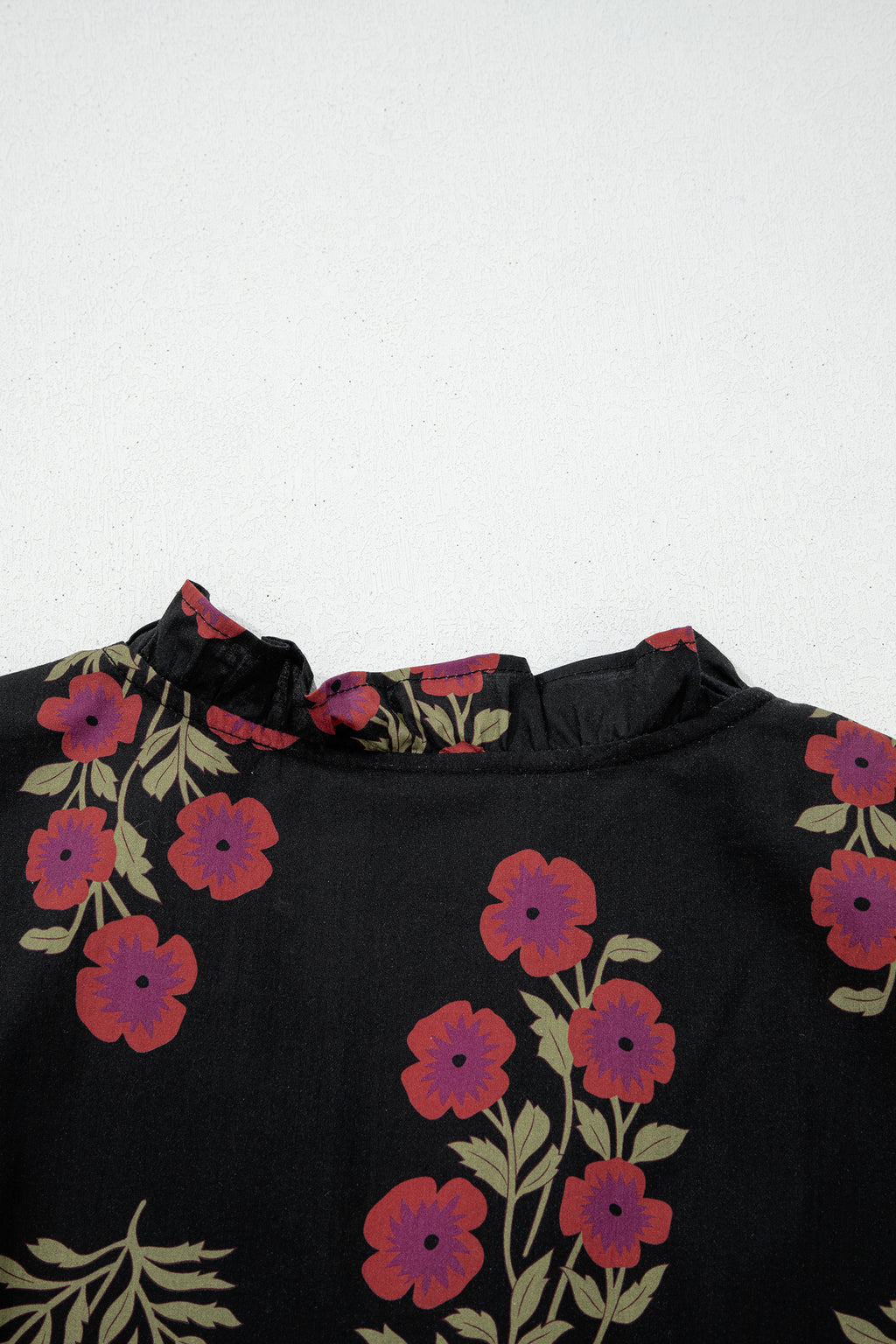 Floral Tiered Maxi Dress Bubble Sleeve Beige Black Women S-XL