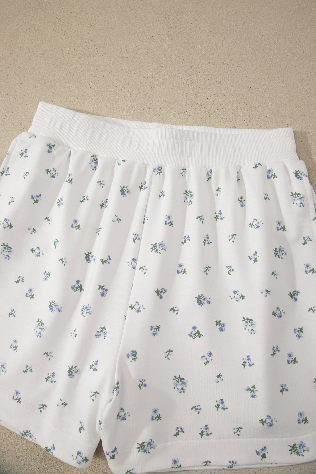 White Floral Print Half Zip Hoodie Top & Shorts Co-ord Set
