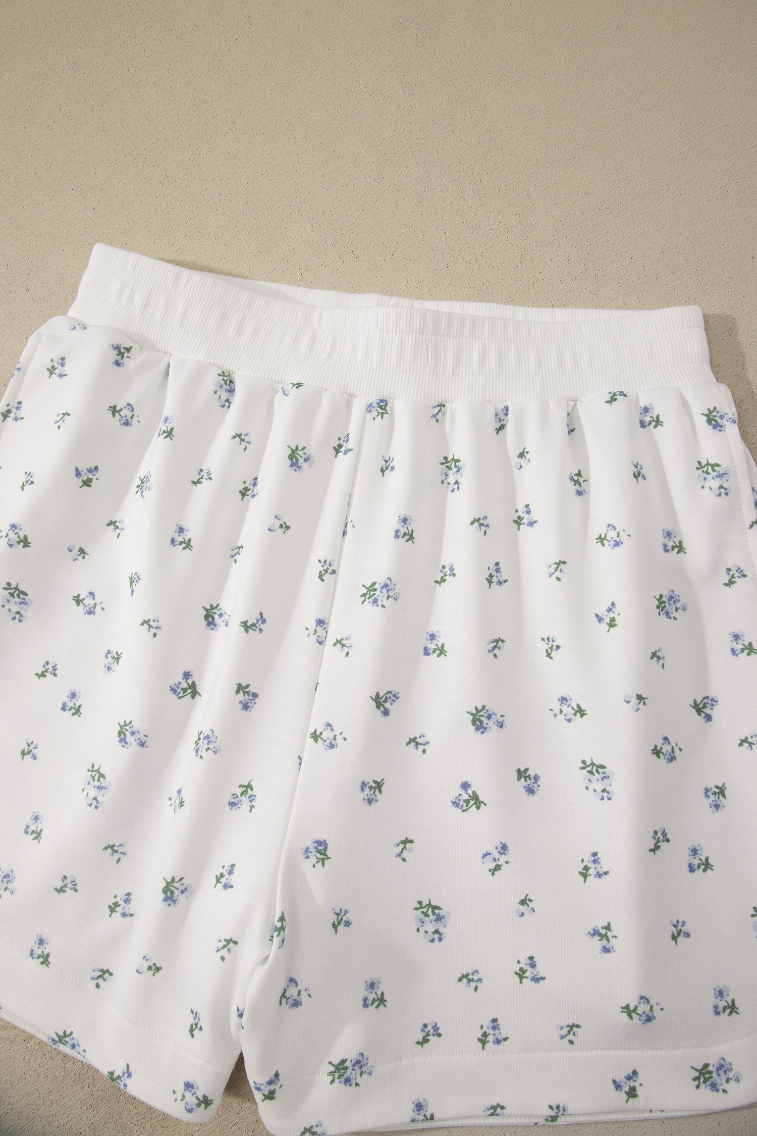 White Floral Print Half Zip Hoodie Top & Shorts Co-ord Set
