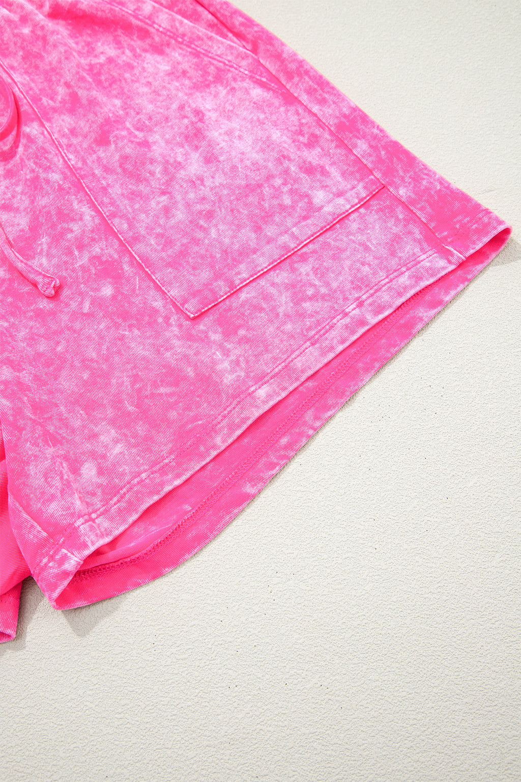 LivelyLooks Women's Mineral Wash Cotton Crew Neck Tee & Shorts Set Pink S-XL women's fashion
