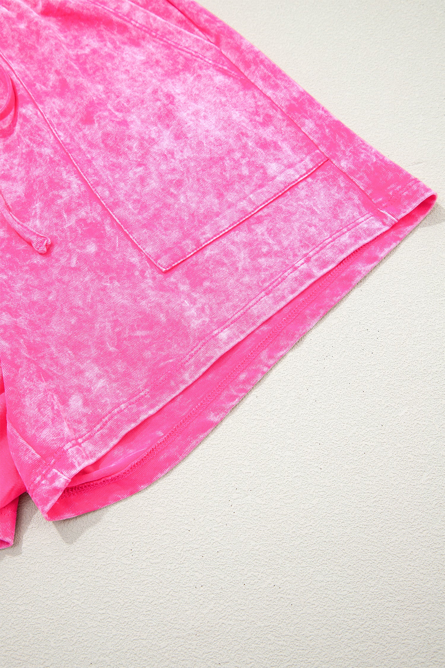 LivelyLooks Women's Mineral Wash Cotton Crew Neck Tee & Shorts Set Pink S-XL women's fashion