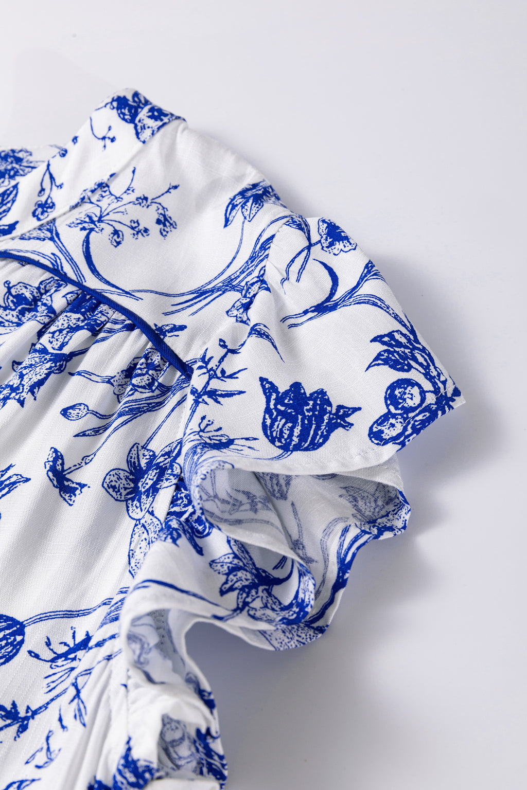 Women's Blue Ruffled Short Sleeve Tiered Floral Midi Dress at LivelyLooks