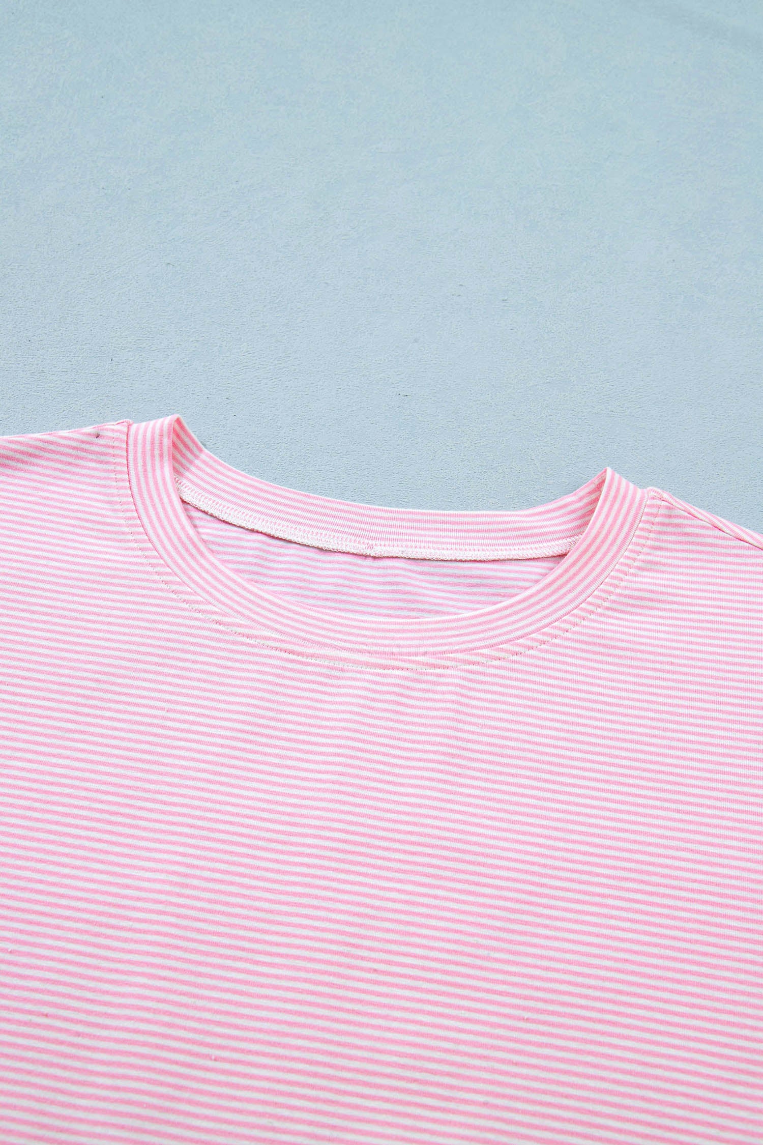 Pink Stripe Matching Oversized Tee & Drawstring Shorts Co-ord Set