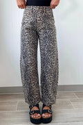 Shop Black Leopard Print High Waist Barrel Jeans UK 8-20 at LivelyLooks