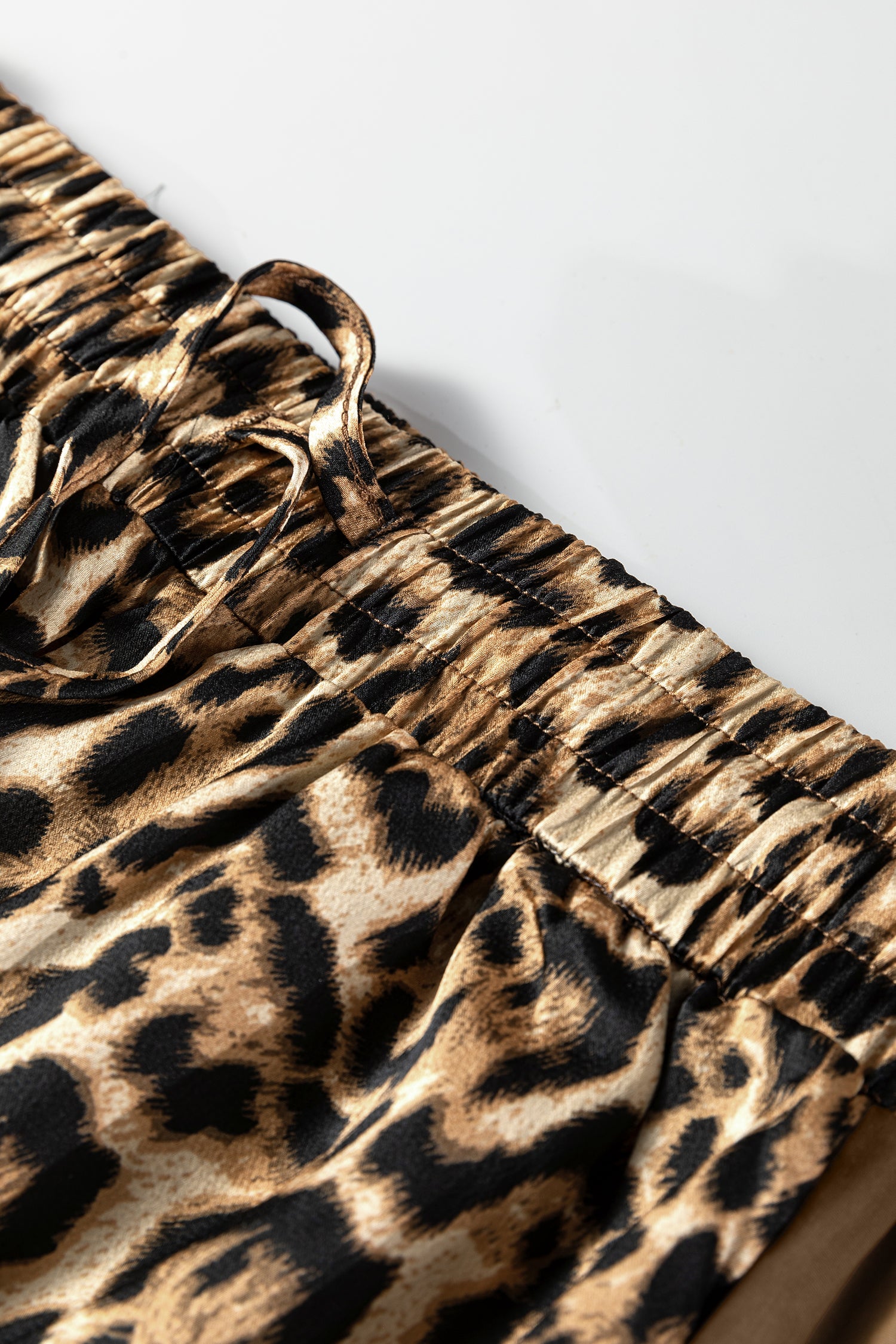 Brown Leopard Collared 3/4 Sleeve Shirt & Loose Pants Two Piece Set | UK 8–22