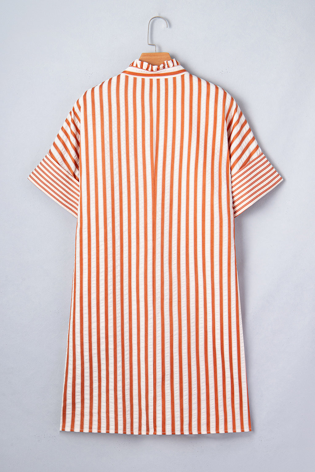 Stripe Pinched V-Neck Shift Mini Dress | Brown Stripe