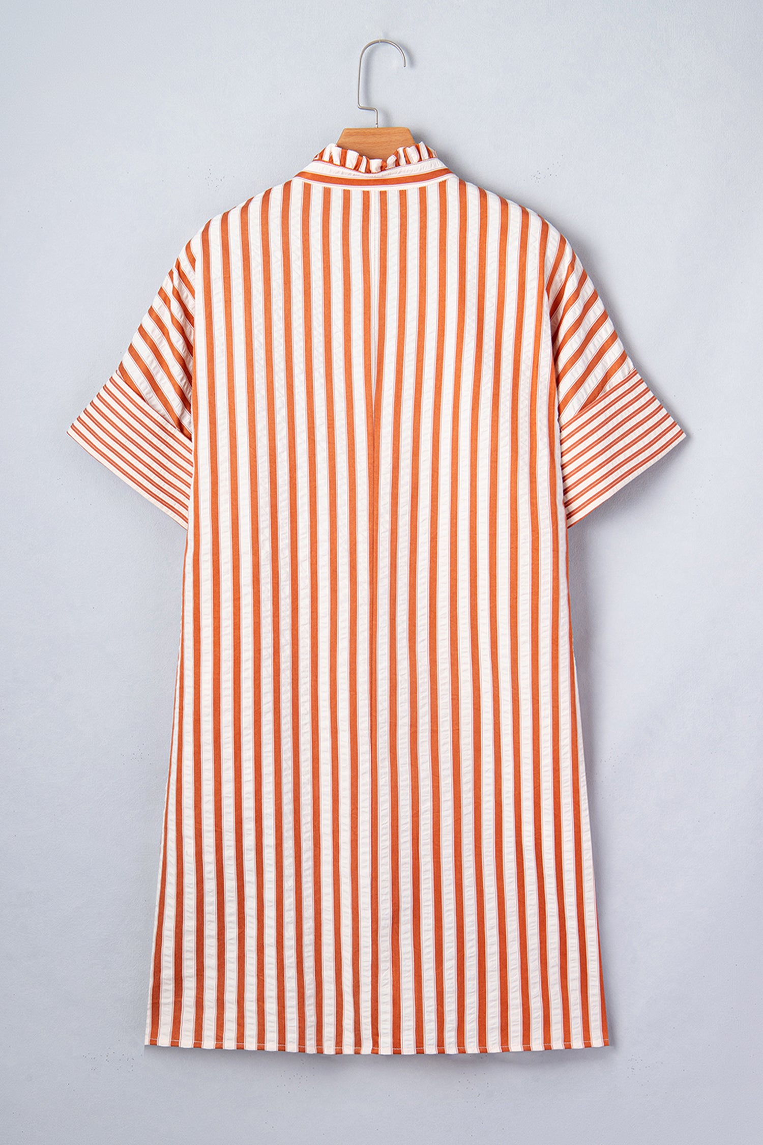 Stripe Pinched V-Neck Shift Mini Dress | Brown Stripe