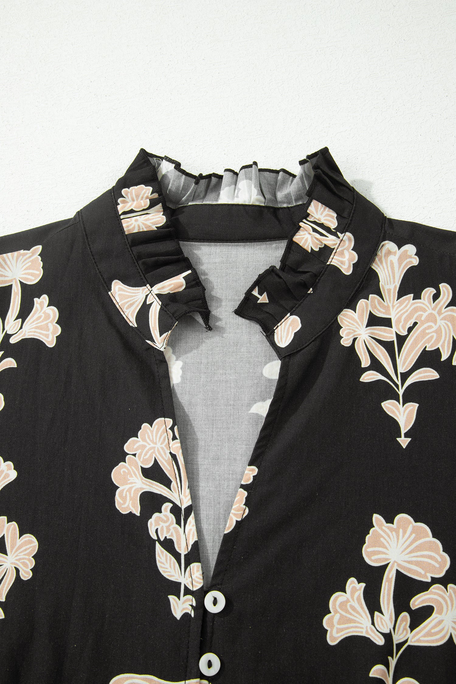 Black & Green Frilled V Neck Puff Sleeve Floral Mini Dress S-XL