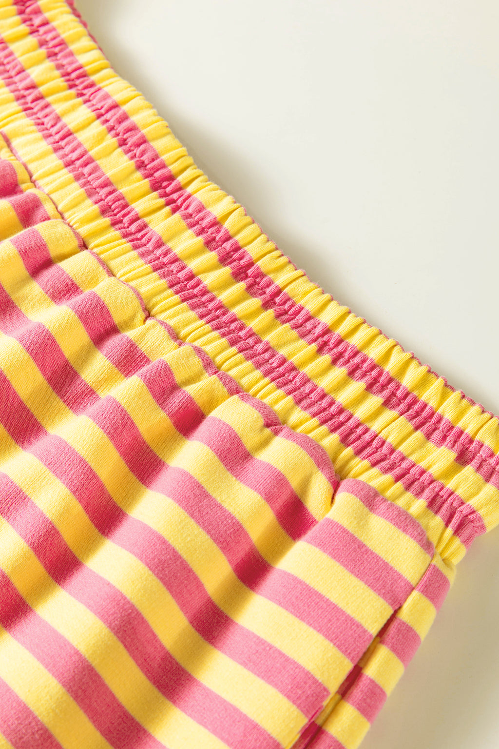 Yellow Stripe Colour Block Long Sleeve Top & Casual Shorts Set | UK 8–22