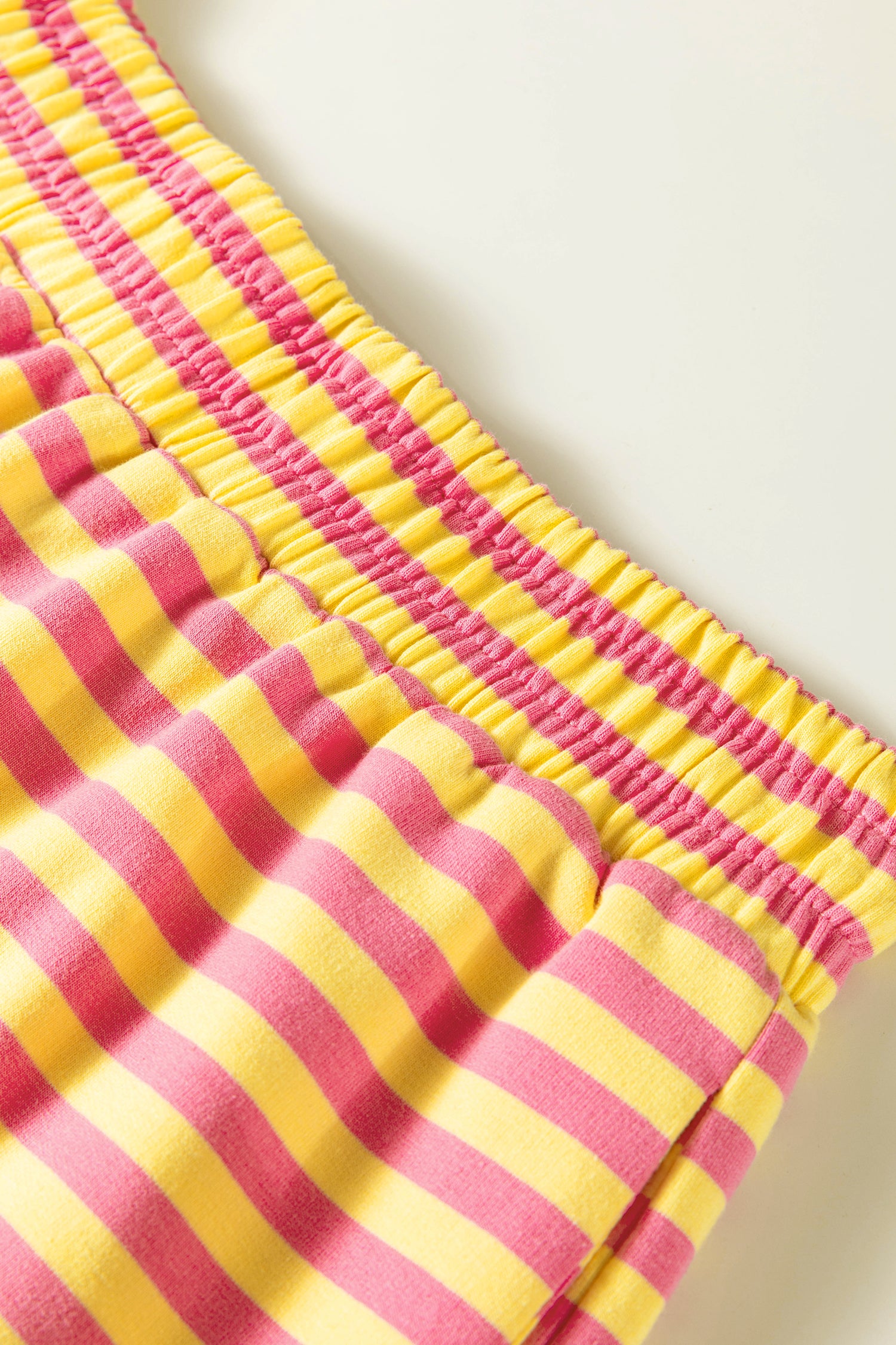 Yellow Stripe Colour Block Long Sleeve Top & Casual Shorts Set | UK 8–22