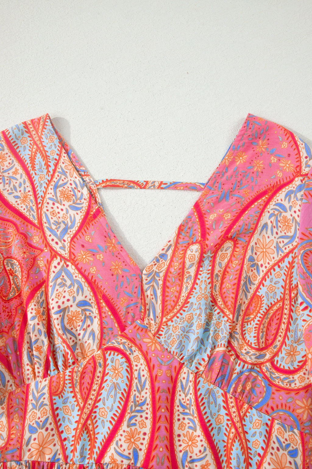 Multicolour Paisley Print V-Neck Flutter Sleeve Boho Maxi Dress