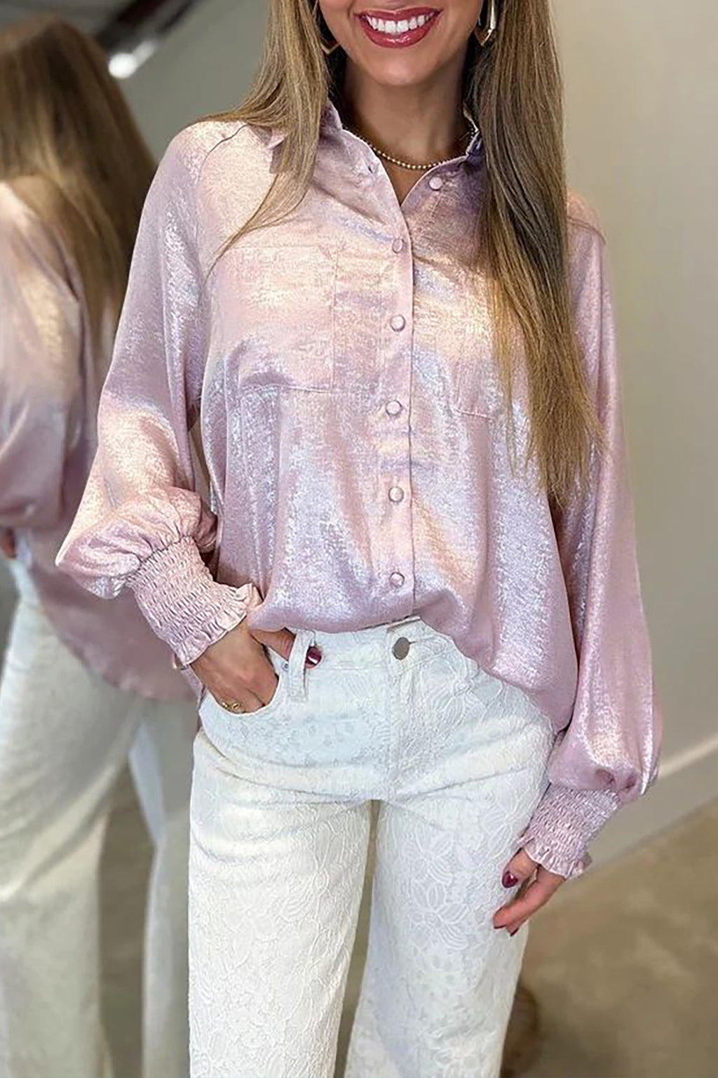 Delicacy Long Sleeve Button Front Ruffle Cuff Back Panel Shirt | UK 8–22