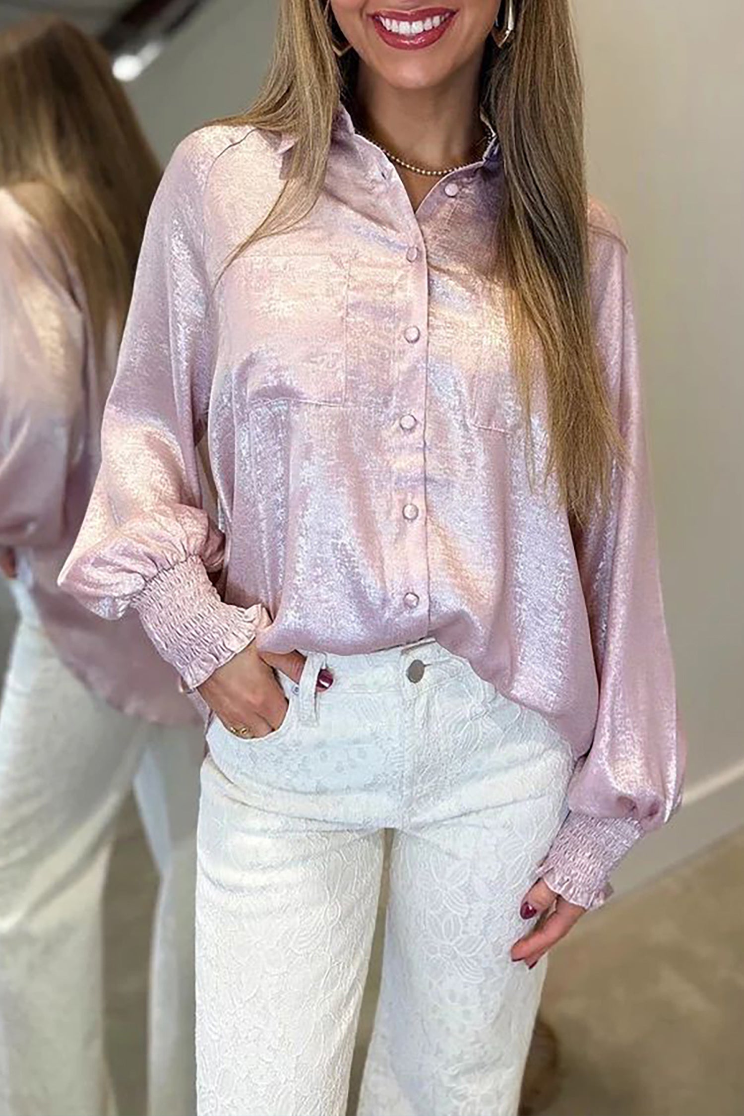 Delicacy Long Sleeve Button Front Ruffle Cuff Back Panel Shirt | UK 8–22