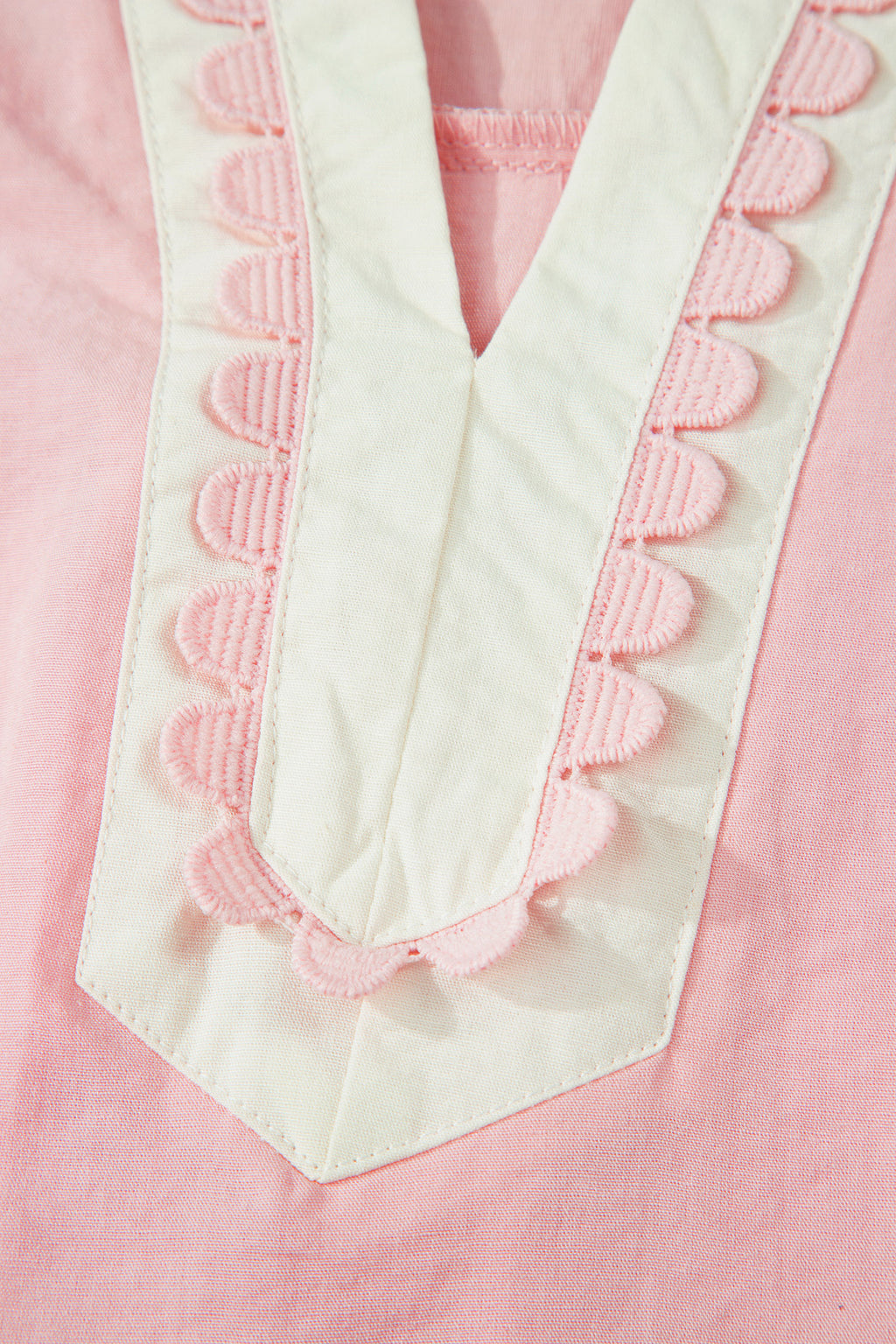 LivelyLooks Scallop Colour Block Trim Puff Sleeve Mini Dress Pink & Green women's fashion