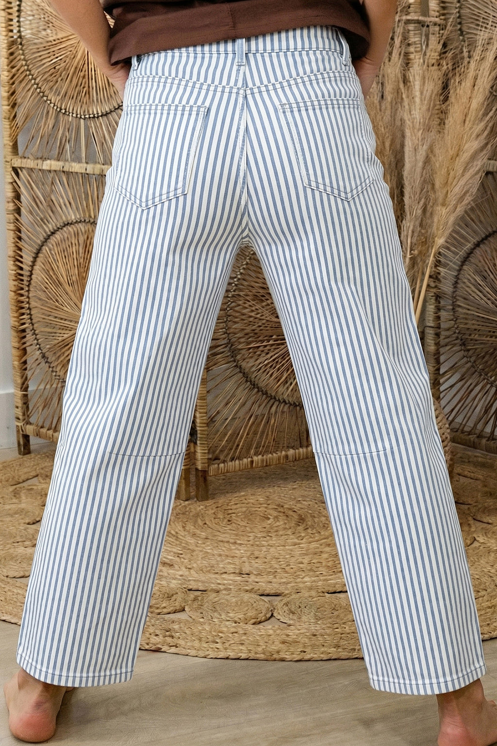 Shop Stripe Casual Barrel Leg Jeans UK 8-20 at LivelyLooks
