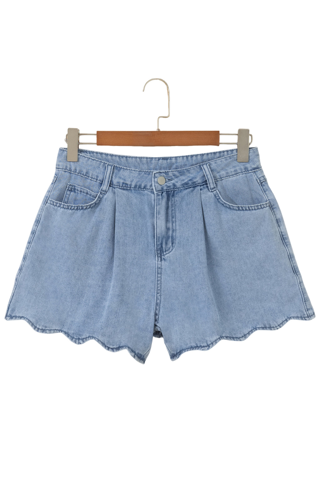 Blue Scalloped Hem Denim Shorts | Casual Summer | UK 8-20