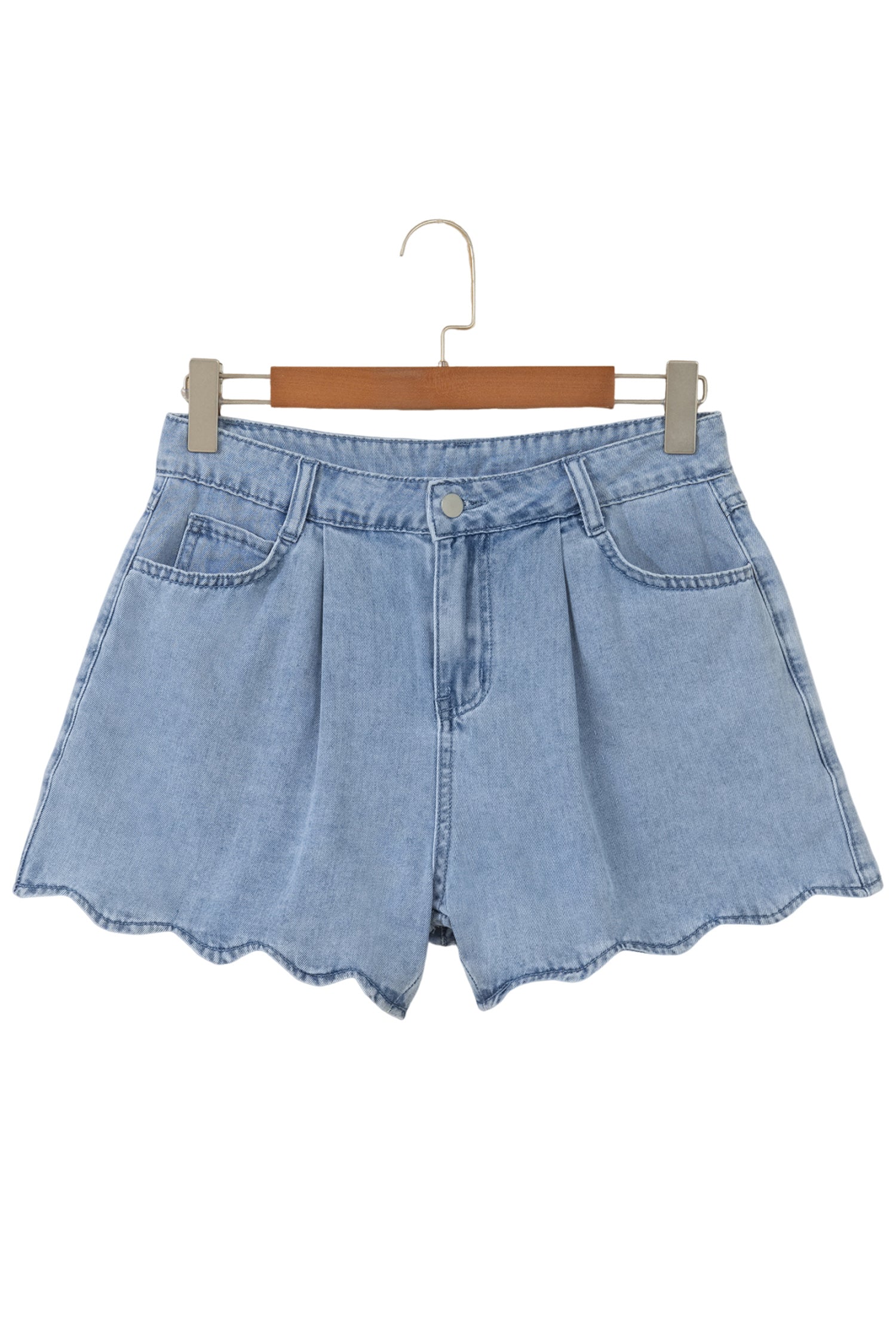 Blue Scalloped Hem Denim Shorts | Casual Summer | UK 8-20