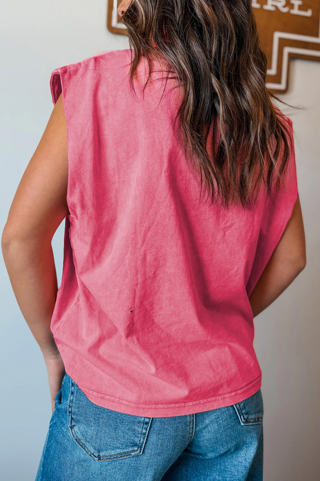 Pink Wild West Whiskey Print Sleeveless Muscle Top | UK 8–22