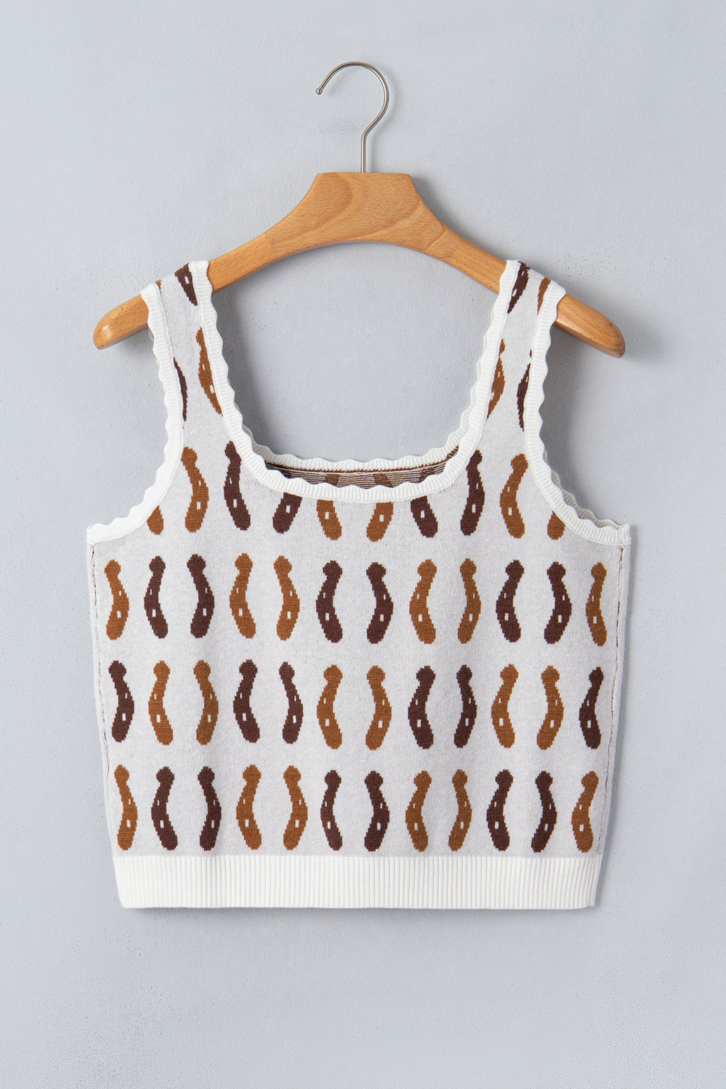 White Western Leopard Print Scalloped Neck Sweater Vest | UK 8-22