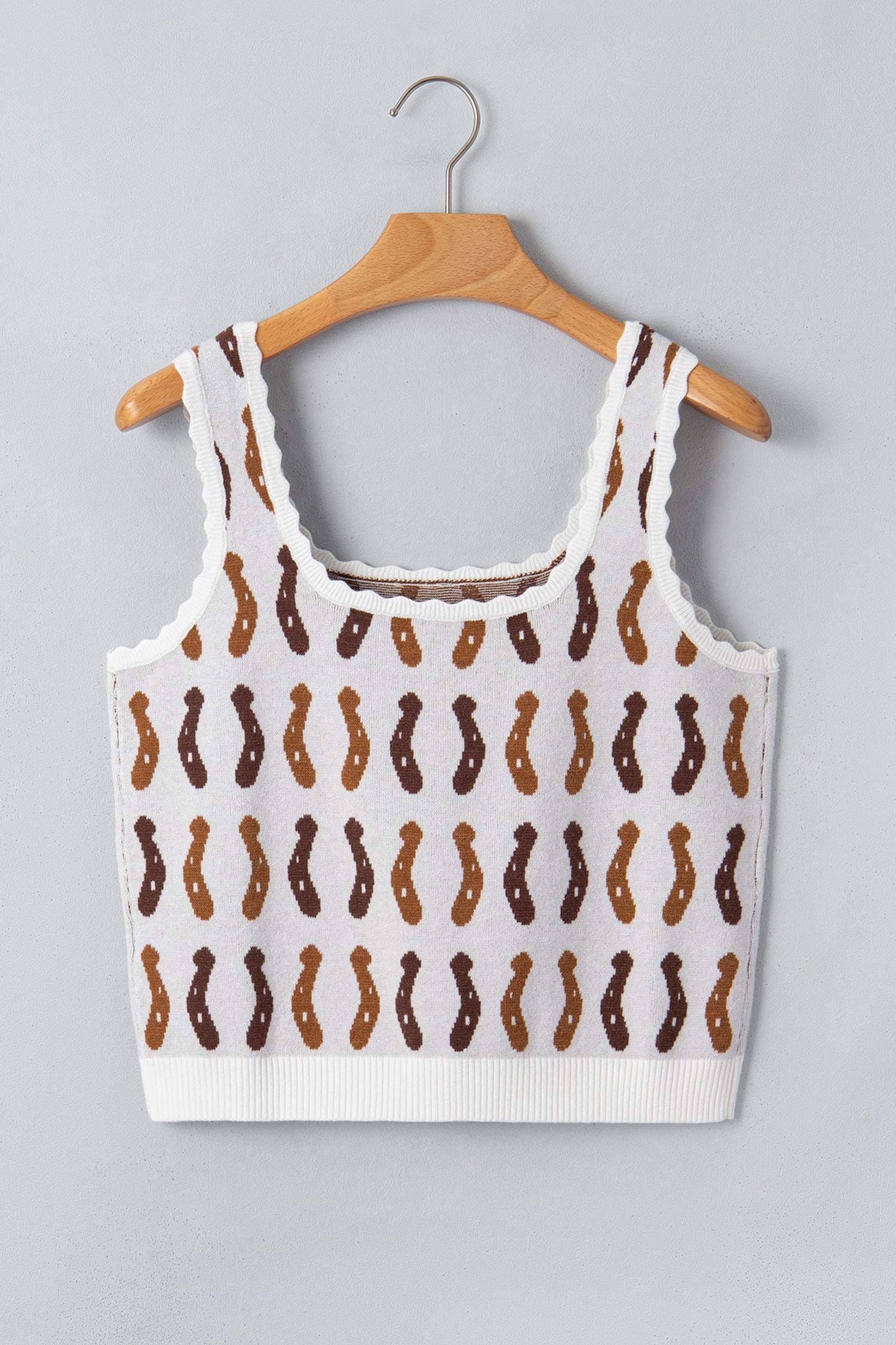 White Western Leopard Print Scalloped Neck Sweater Vest | UK 8-22