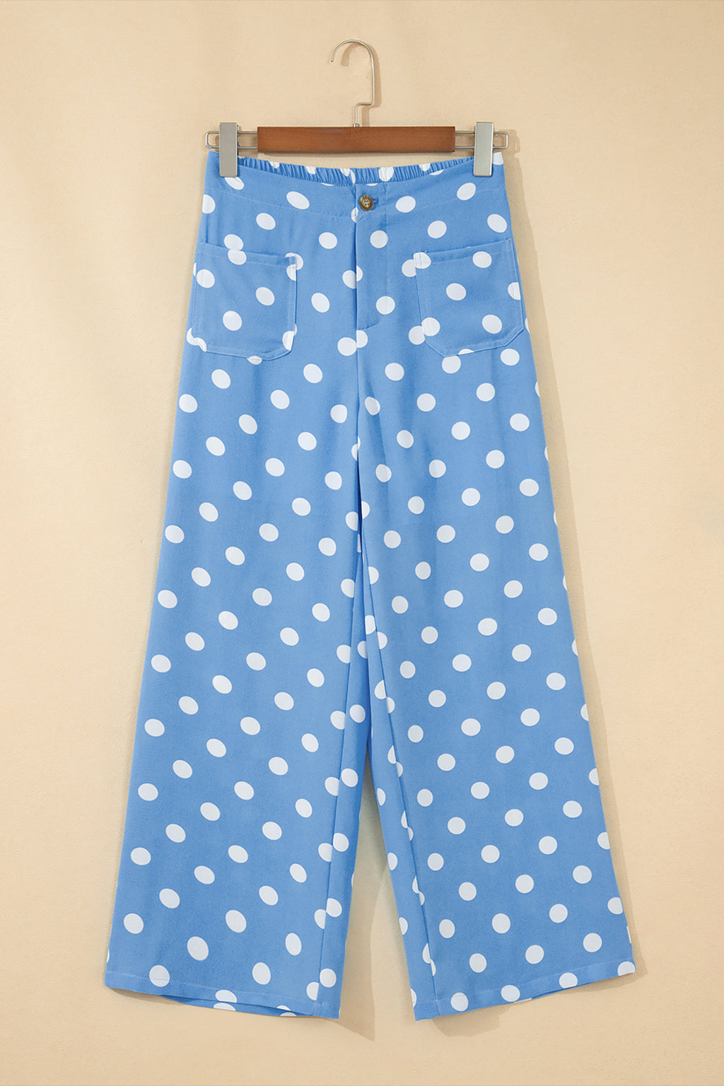 Sky Blue Polka Dot Wide Leg Trousers | Sizes S-XL