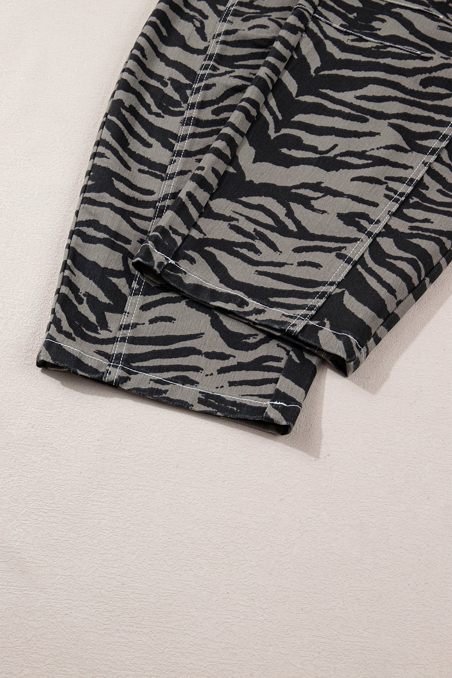 Shop Grey Zebra Print Barrel Leg Jeans Mid-Rise Wide Leg UK 4-16 at LivelyLooks