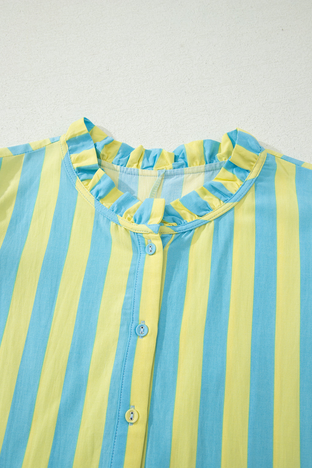 Striped Puff Sleeve Mini Dress | Half Button Loose Fit | Red & Yellow