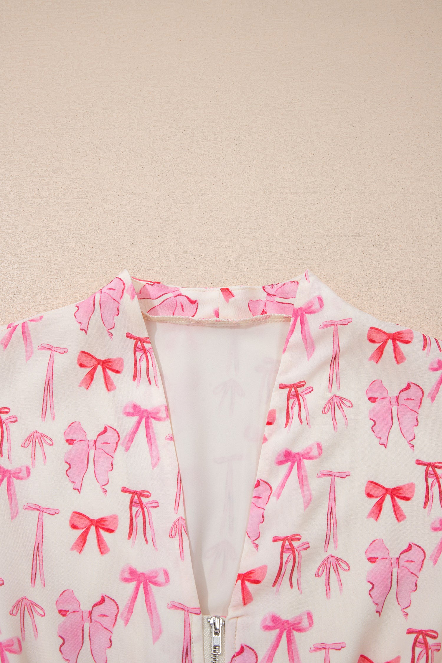 LivelyLooks Pink Full Zip Cinched Waist Sleeveless Bow Mini Dress women's fashion